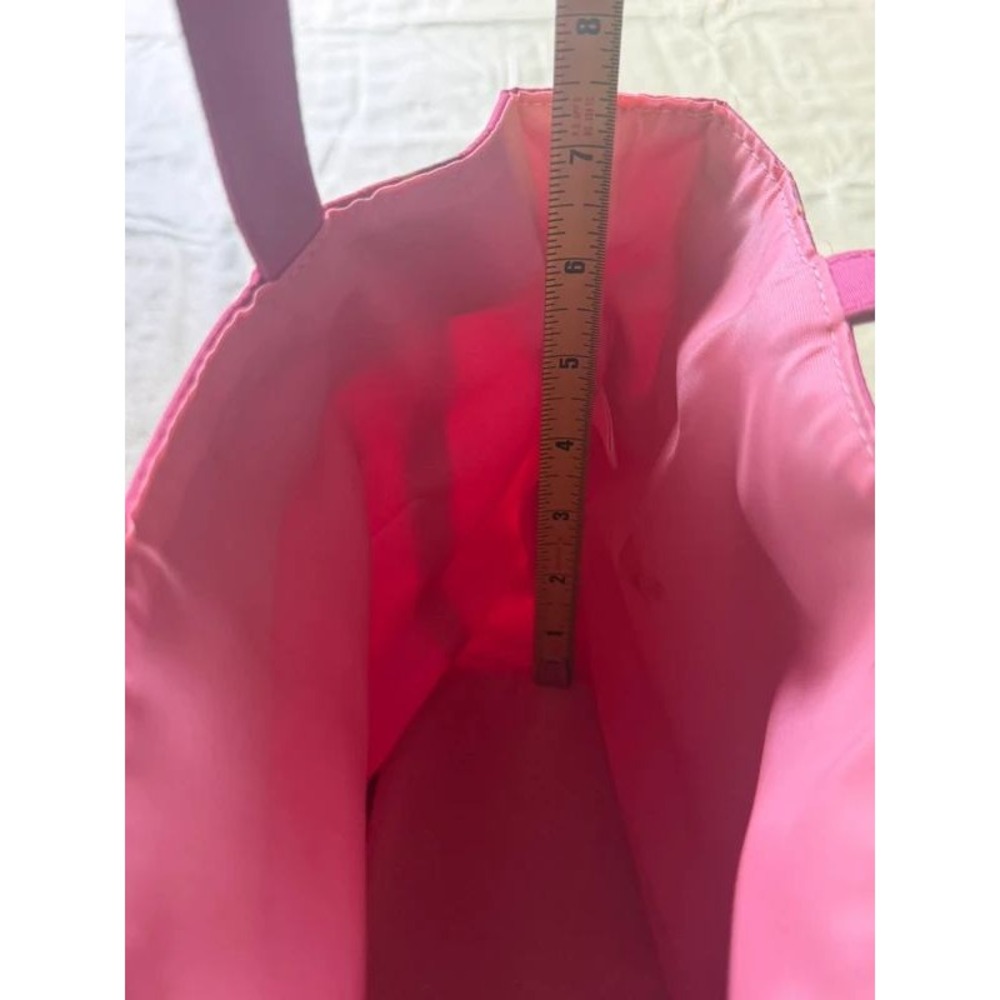 Pink Striped Canvas Tote Bag Pencil Pouch Dorm Organizer - Picture 4 of 5